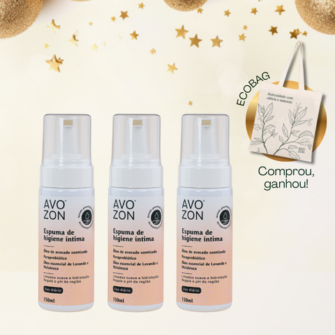 Trio Sabonete Íntimo em Espuma 150ml + BRINDE Ecobag Avozon