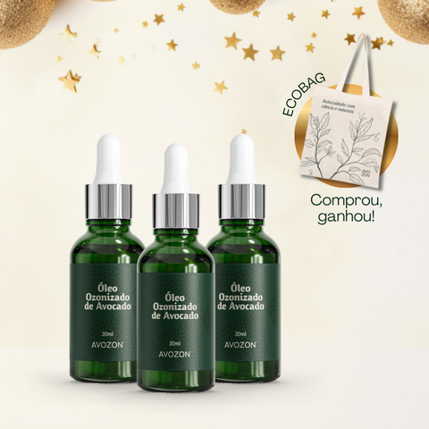 Combo Óleo de Avocado Ozonizado - 3 unidades + BRINDE Ecobag Avozon