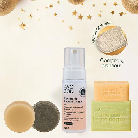 Kit Banho Completo + BRINDE Esponja de Banho Avozon