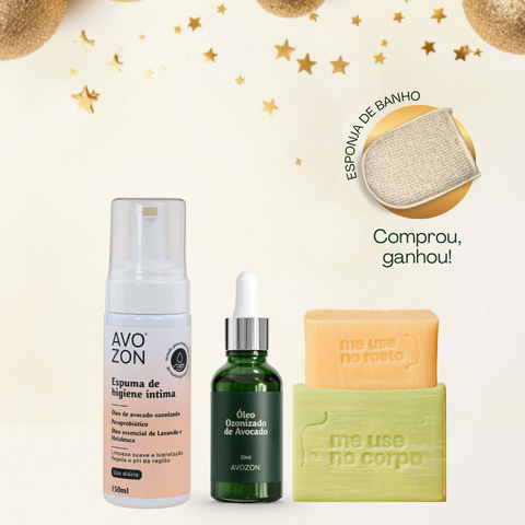 Kit Essencial de Autocuidado Natural + BRINDE Esponja de Banho Avozon