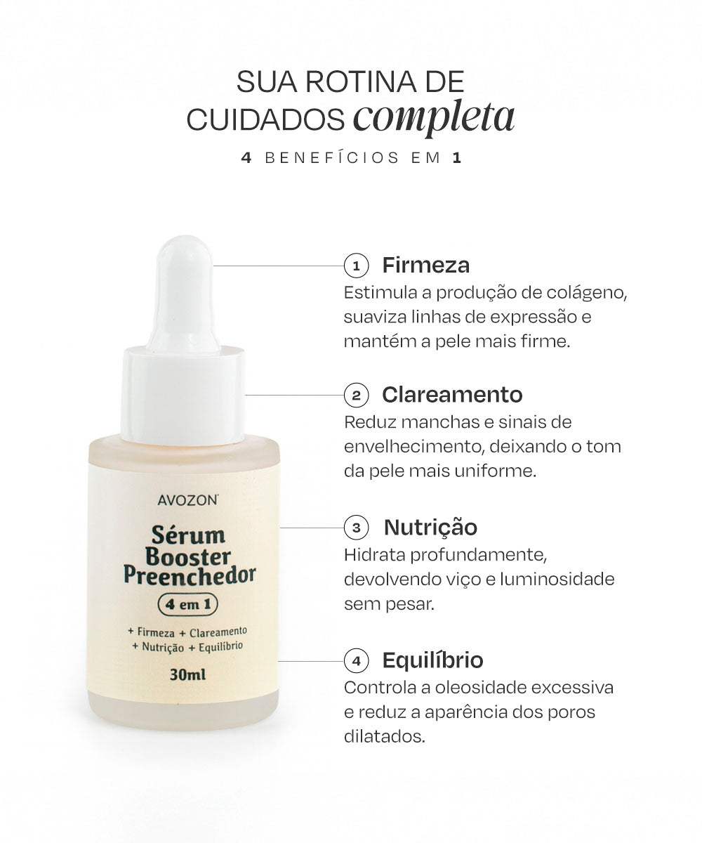 Kit Sérum Facial Booster Preenchedor - 3 unidades | Avozon